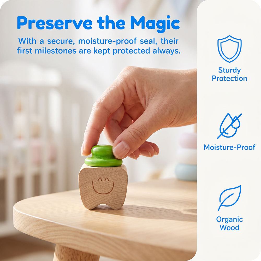 2/5pcs Wooden Milk Tooth Keeps - Baby Keepsake Box recension och pris