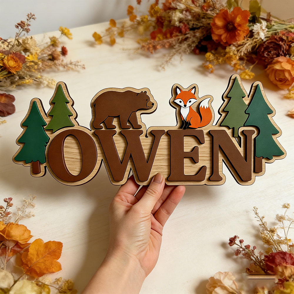 Custom Woodland Forest Bear Fo - Baby Nursery Jungle Theme recension och pris