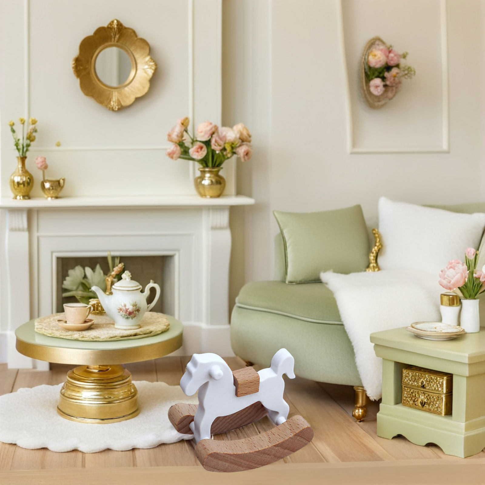 3Pcs Mini Wooden Rocking Horse - Baby Nursery Colors recension och pris
