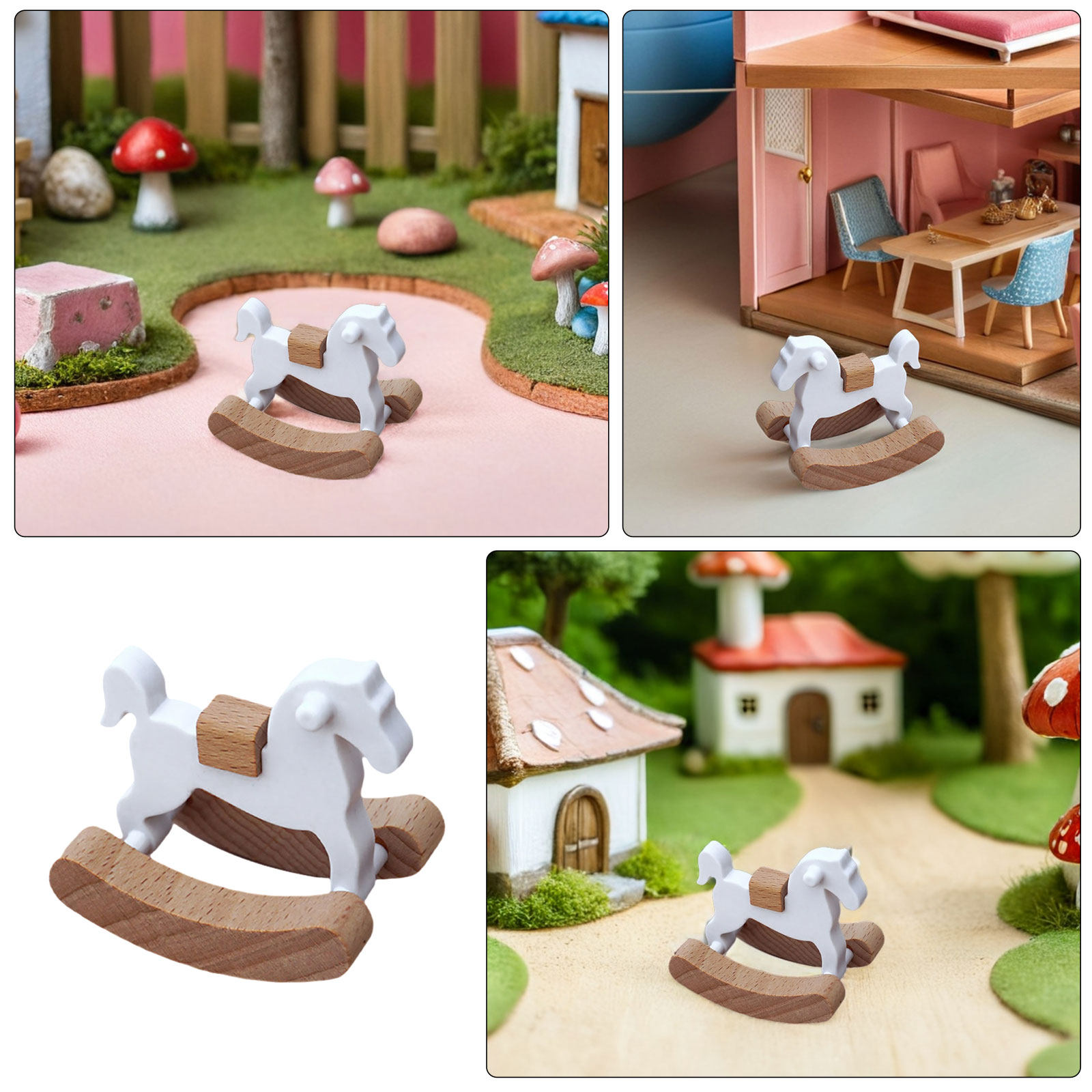 3Pcs Mini Wooden Rocking Horse - Baby Nursery Colors recension och pris