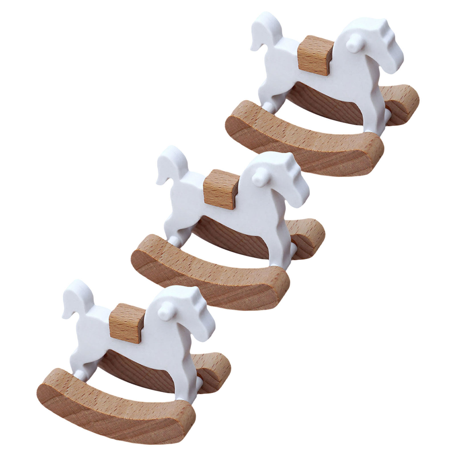 3Pcs Mini Wooden Rocking Horse - Baby Nursery Colors recension och pris