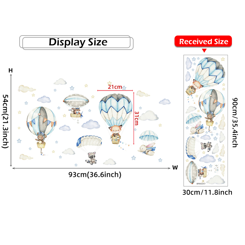 Cartoon Cute Animals Hot Air B - Baby Nursery Items recension och pris