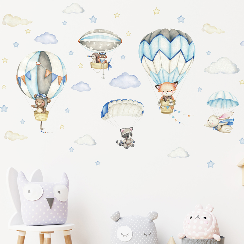 Cartoon Cute Animals Hot Air B - Baby Nursery Items recension och pris