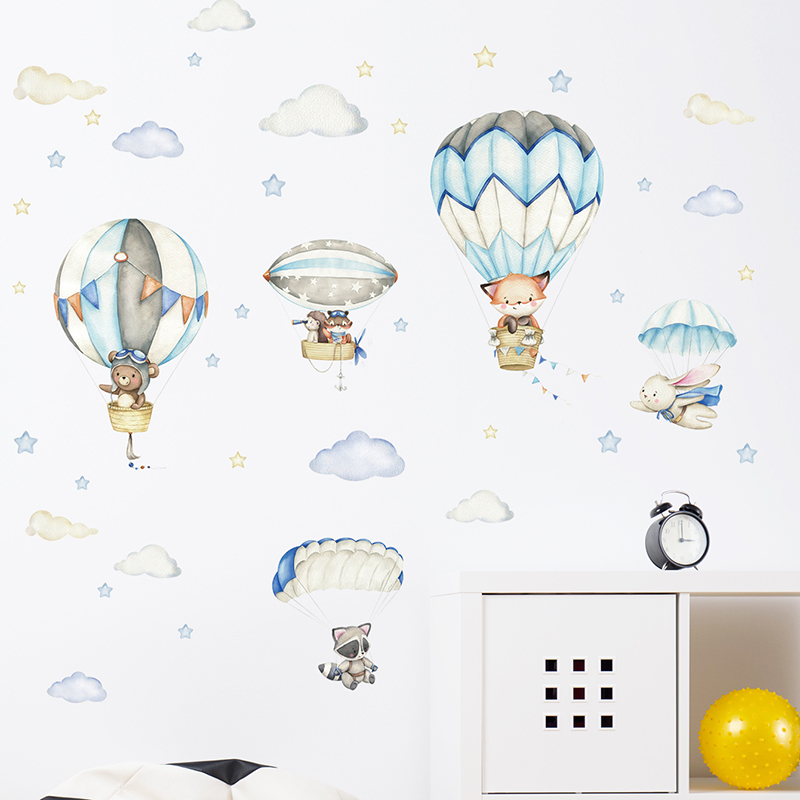 Cartoon Cute Animals Hot Air B - Baby Nursery Items recension och pris