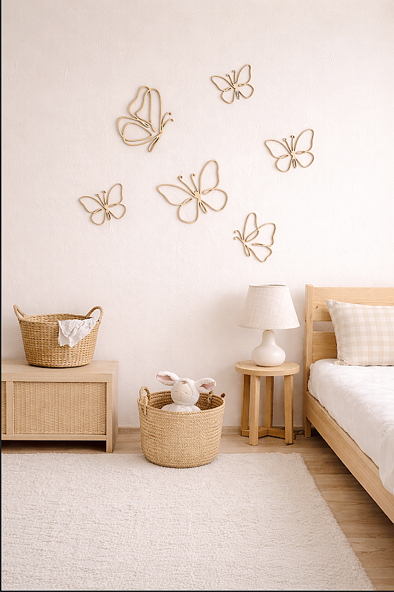 Set of 6 Wooden Wall Butterfli - Baby Nursery Items recension och pris