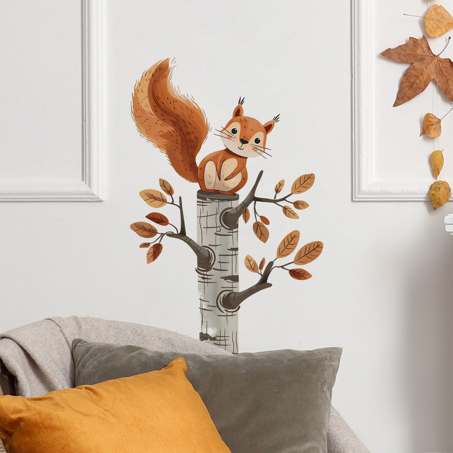 Cartoon Squirrel in a Tree Ani - Baby Nursery Tree recension och pris