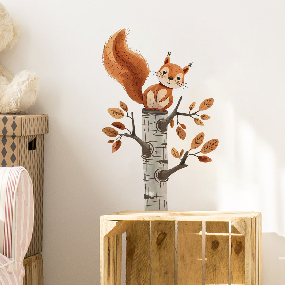 Cartoon Squirrel in a Tree Ani - Baby Nursery Tree recension och pris