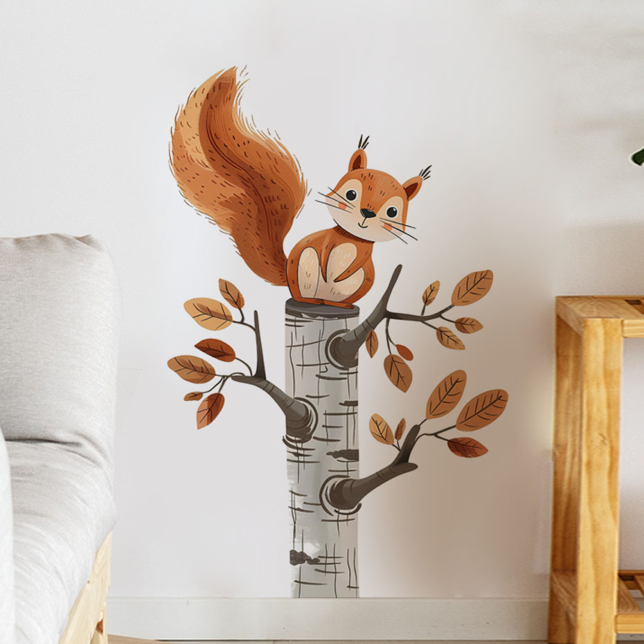 Cartoon Squirrel in a Tree Ani - Baby Nursery Tree recension och pris