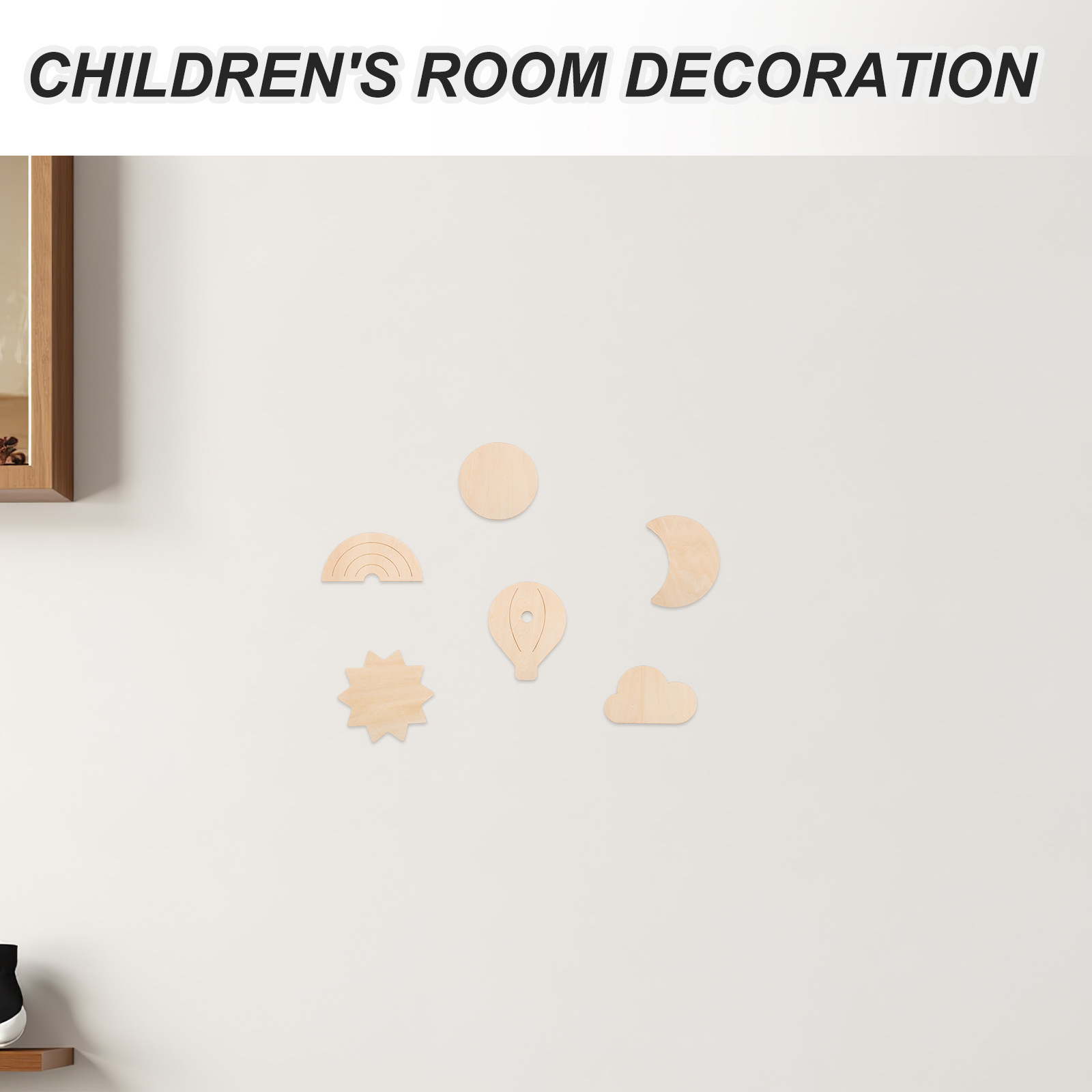 6Pcs Wood Wall Stickers Sky Th - Baby Nursery Hot Air Balloon Theme recension och pris