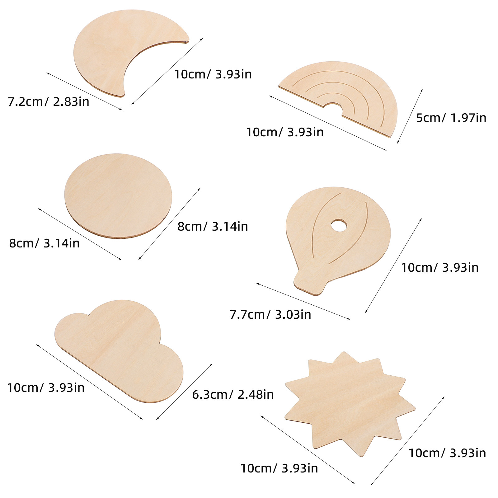 6Pcs Wood Wall Stickers Sky Th - Baby Nursery Hot Air Balloon Theme recension och pris