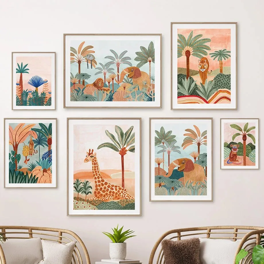 Boho Jungle Animals Tiger Monk - Baby Nursery Tree recension och pris