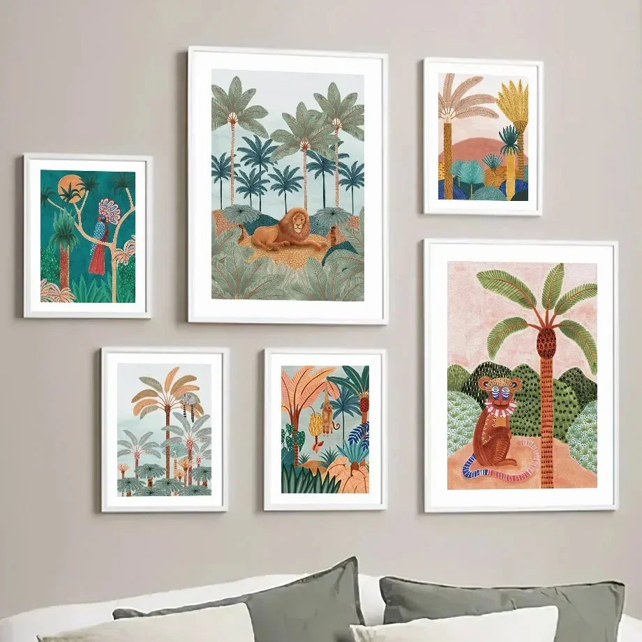 Boho Jungle Animals Tiger Monk - Baby Nursery Tree recension och pris