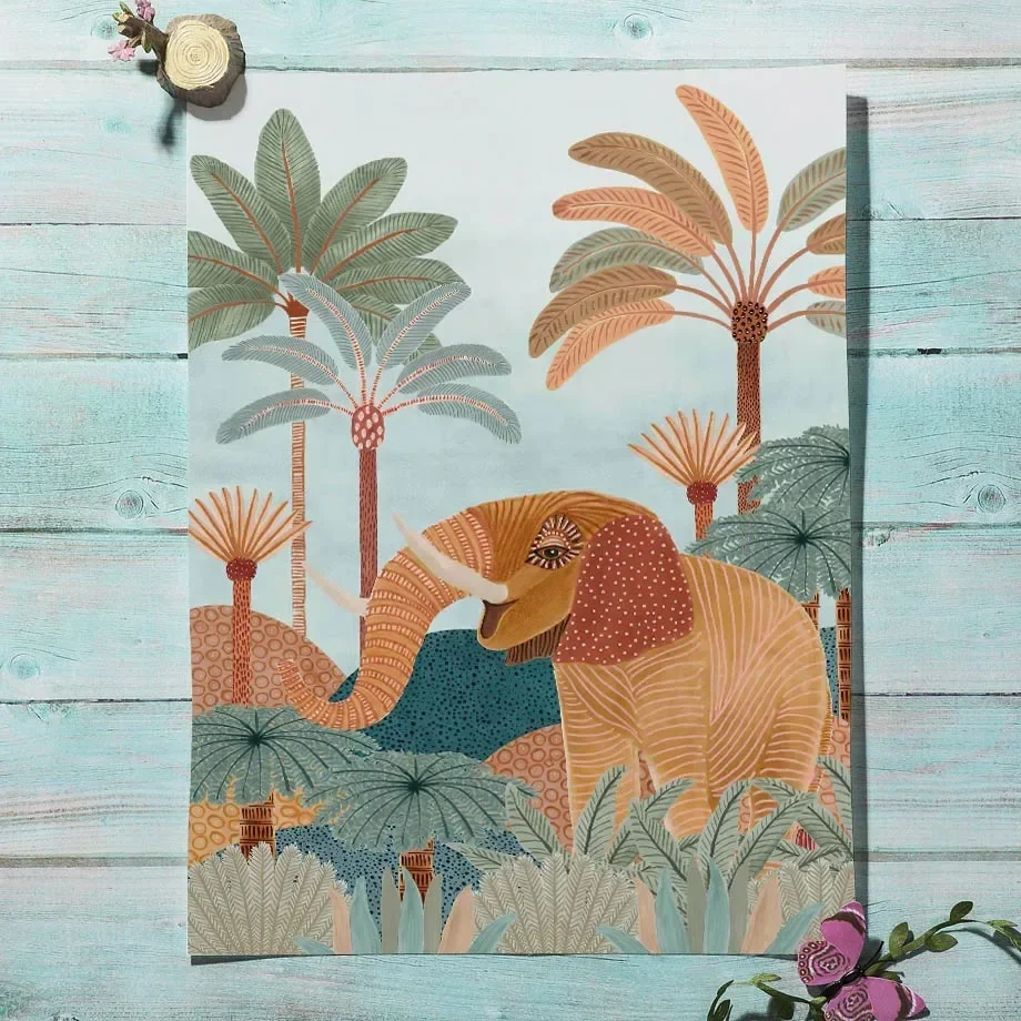 Boho Jungle Animals Tiger Monk - Baby Nursery Tree recension och pris