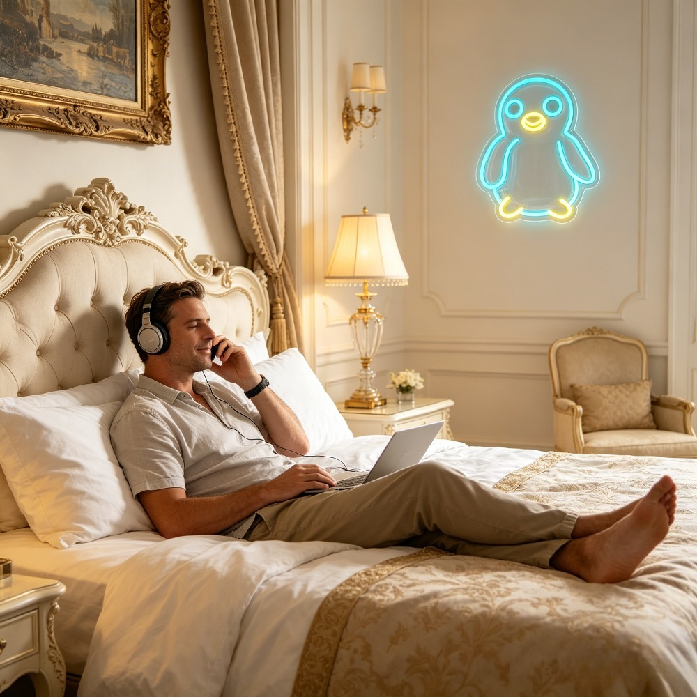 Cute Penguin Neon Sign LED Ani - Baby Nursery Colors recension och pris
