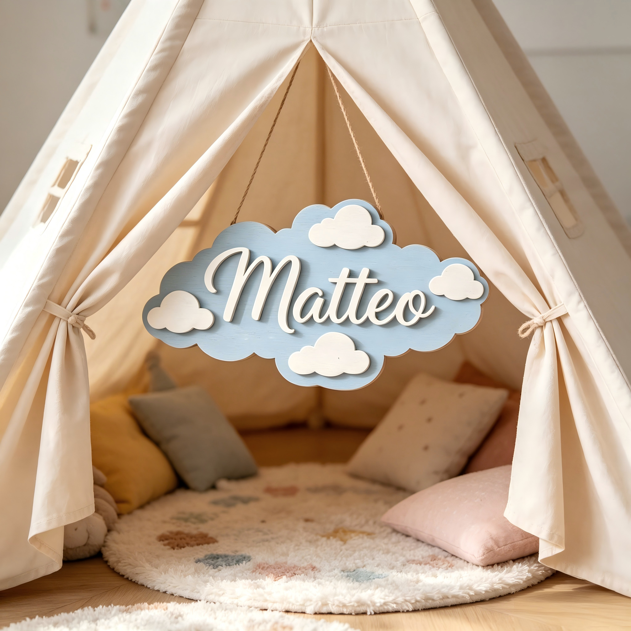 1Pc Custom Light blue clouds W - Baby Nursery Usa recension och pris