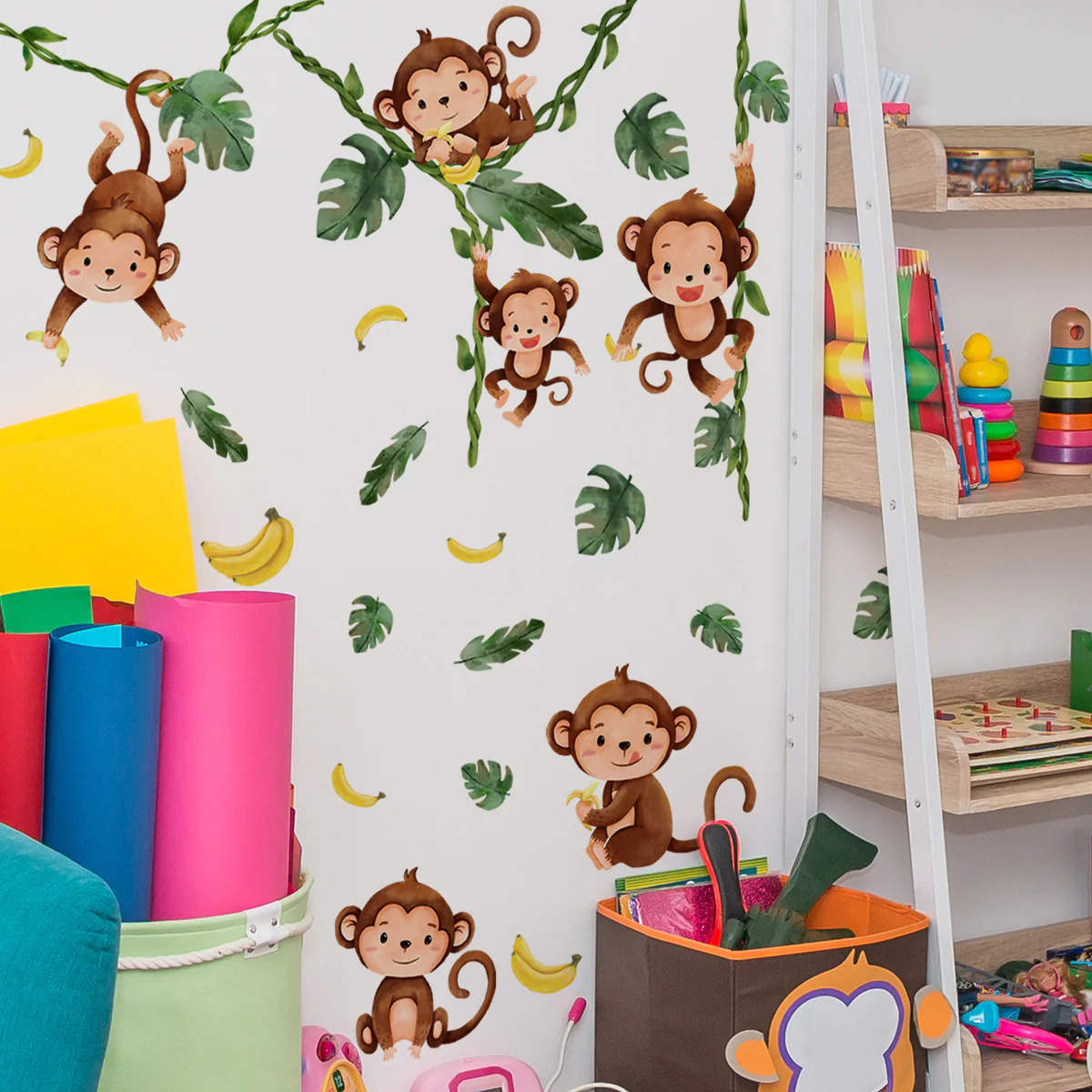 Watercolor Monkeys Tree Vines  - Baby Nursery Tree recension och pris