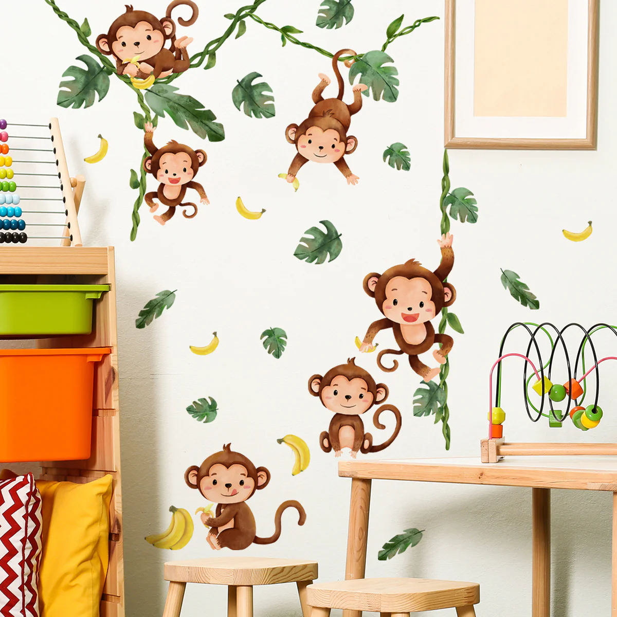 Watercolor Monkeys Tree Vines  - Baby Nursery Tree recension och pris