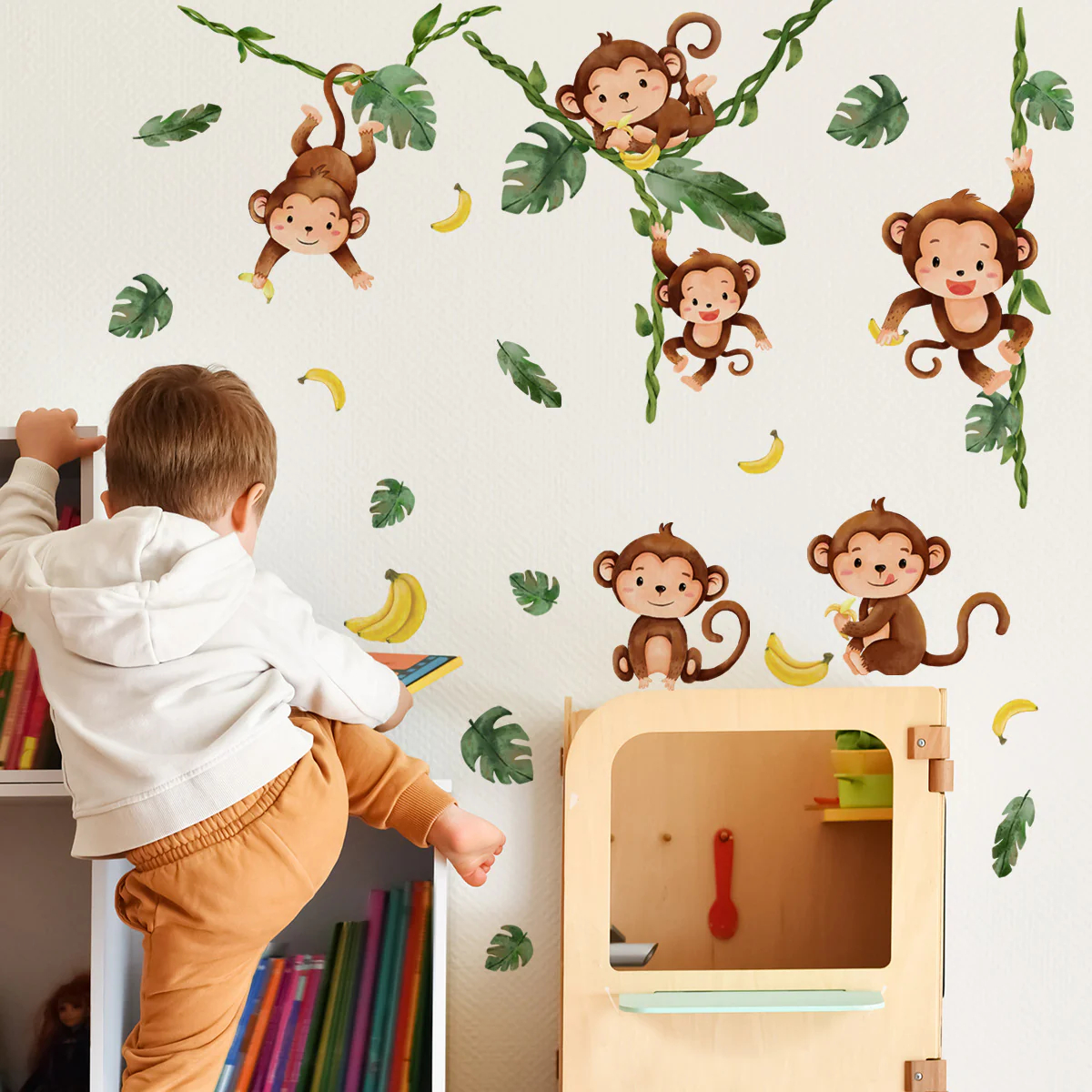 Watercolor Monkeys Tree Vines  - Baby Nursery Tree recension och pris