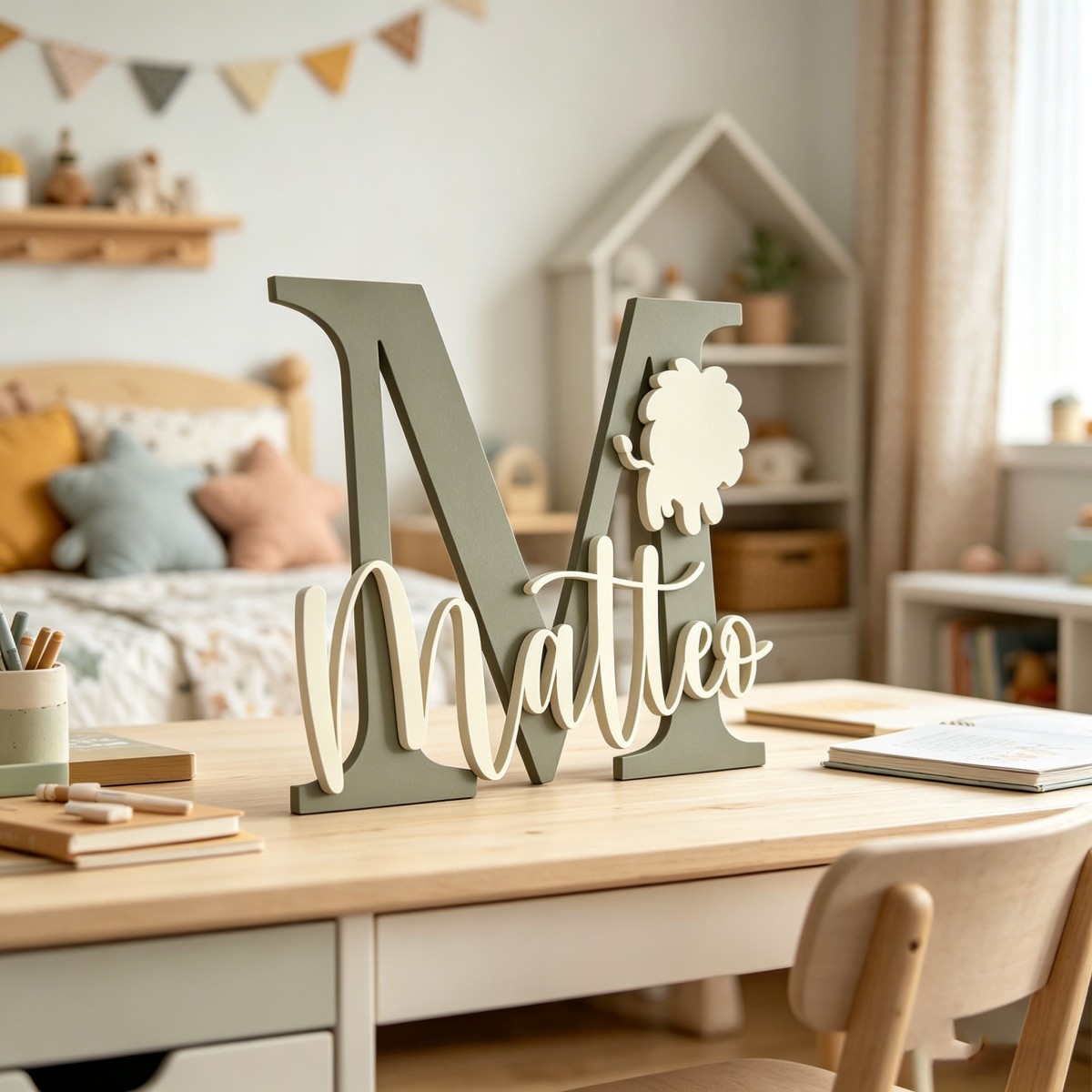 1Pc Custom Lion Name & Initial - Baby Nursery Usa recension och pris