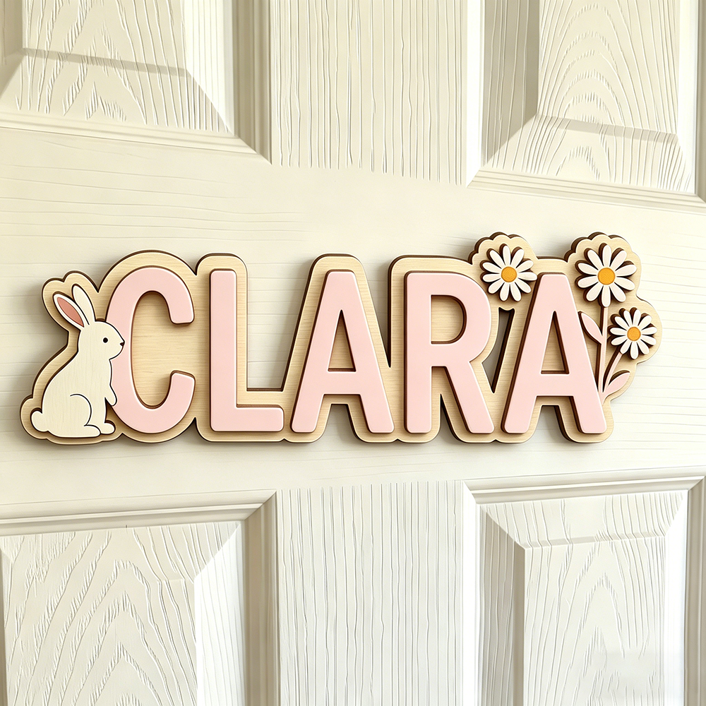 Custom Bunny & Daisy Kids Name - Baby Nursery Usa recension och pris