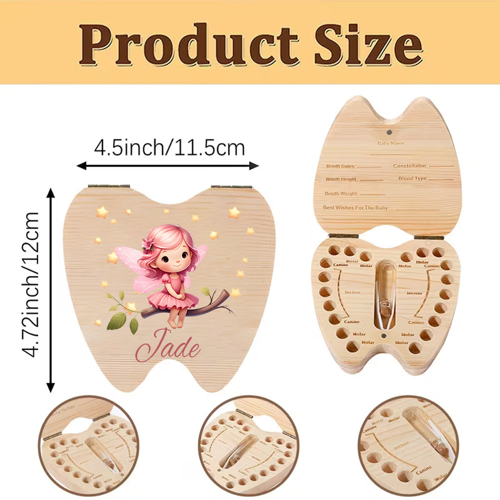 Personalized Tooth Fairy Woode - Baby Keepsake Box recension och pris