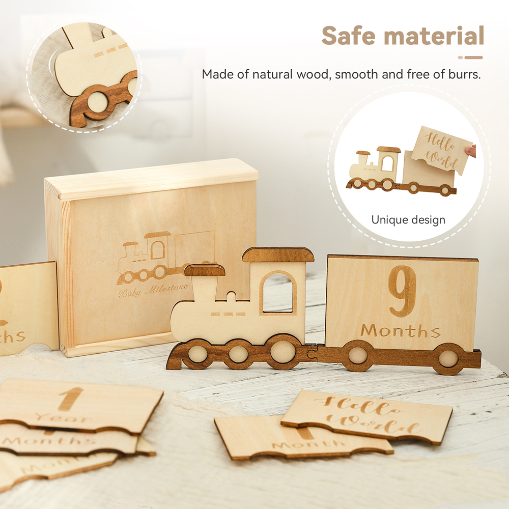 Baby Wooden Train Milestone Ca - Milestone Card Set recension och pris