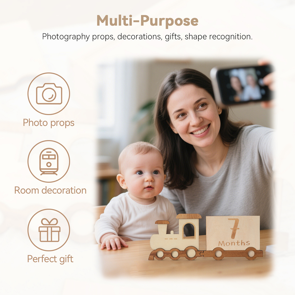 Baby Wooden Train Milestone Ca - Milestone Card Set recension och pris