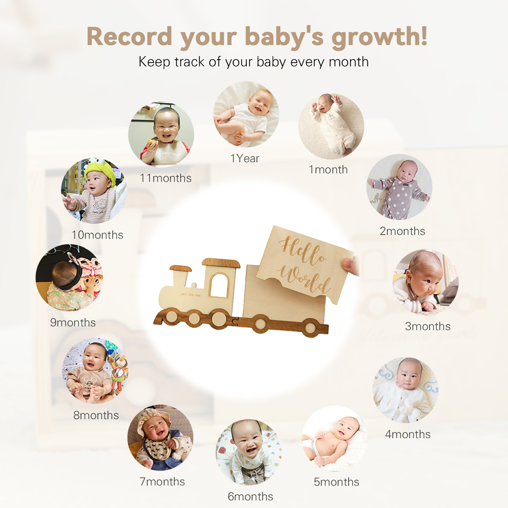 Baby Wooden Train Milestone Ca - Milestone Card Set recension och pris