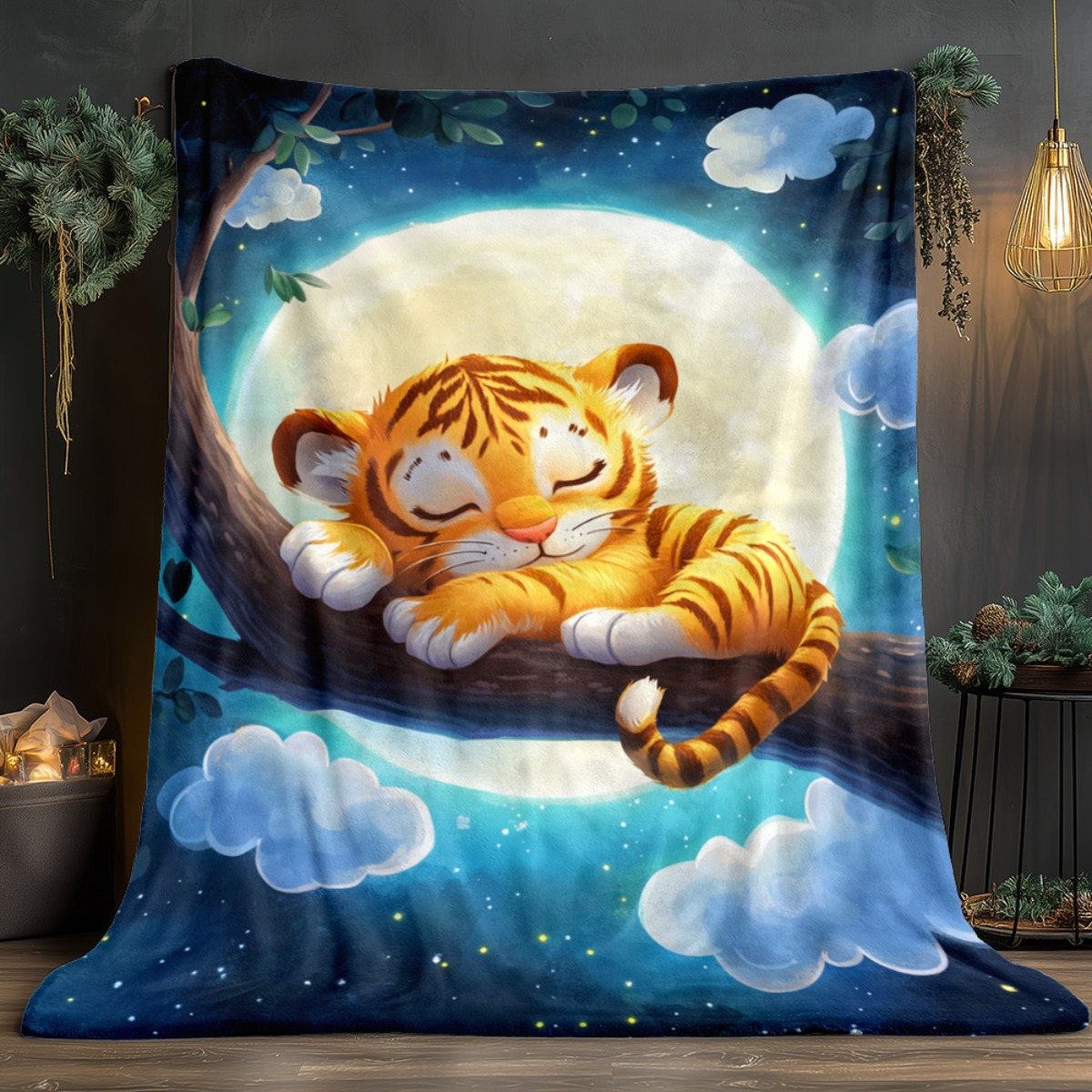 Cute sleeping tiger on tree br - Baby Nursery Tree recension och pris