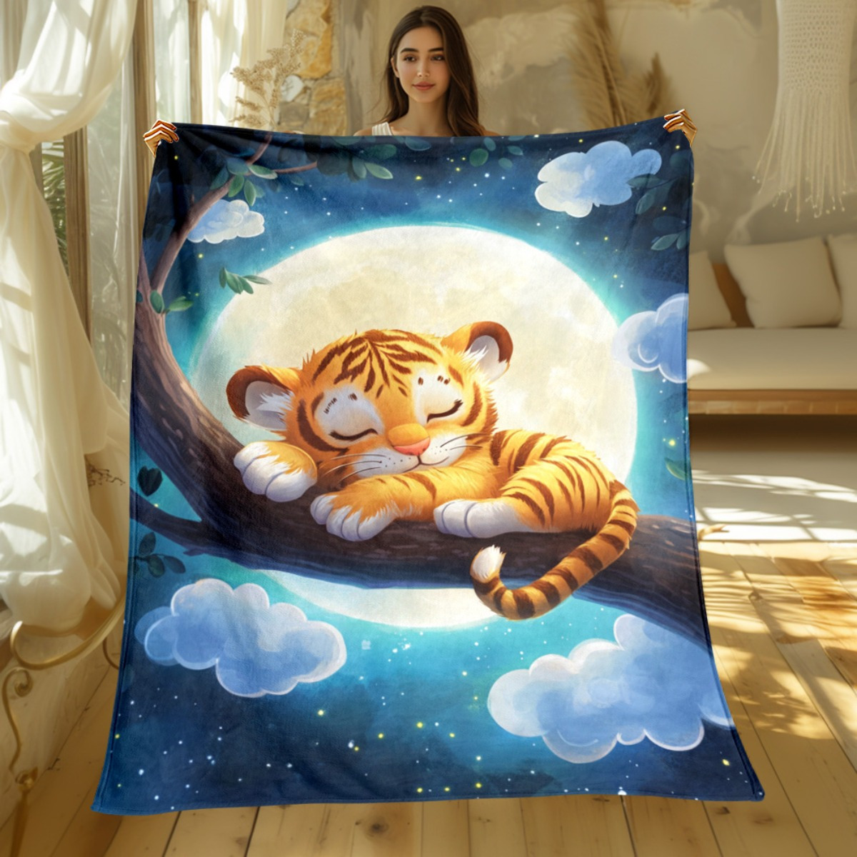 Cute sleeping tiger on tree br - Baby Nursery Tree recension och pris