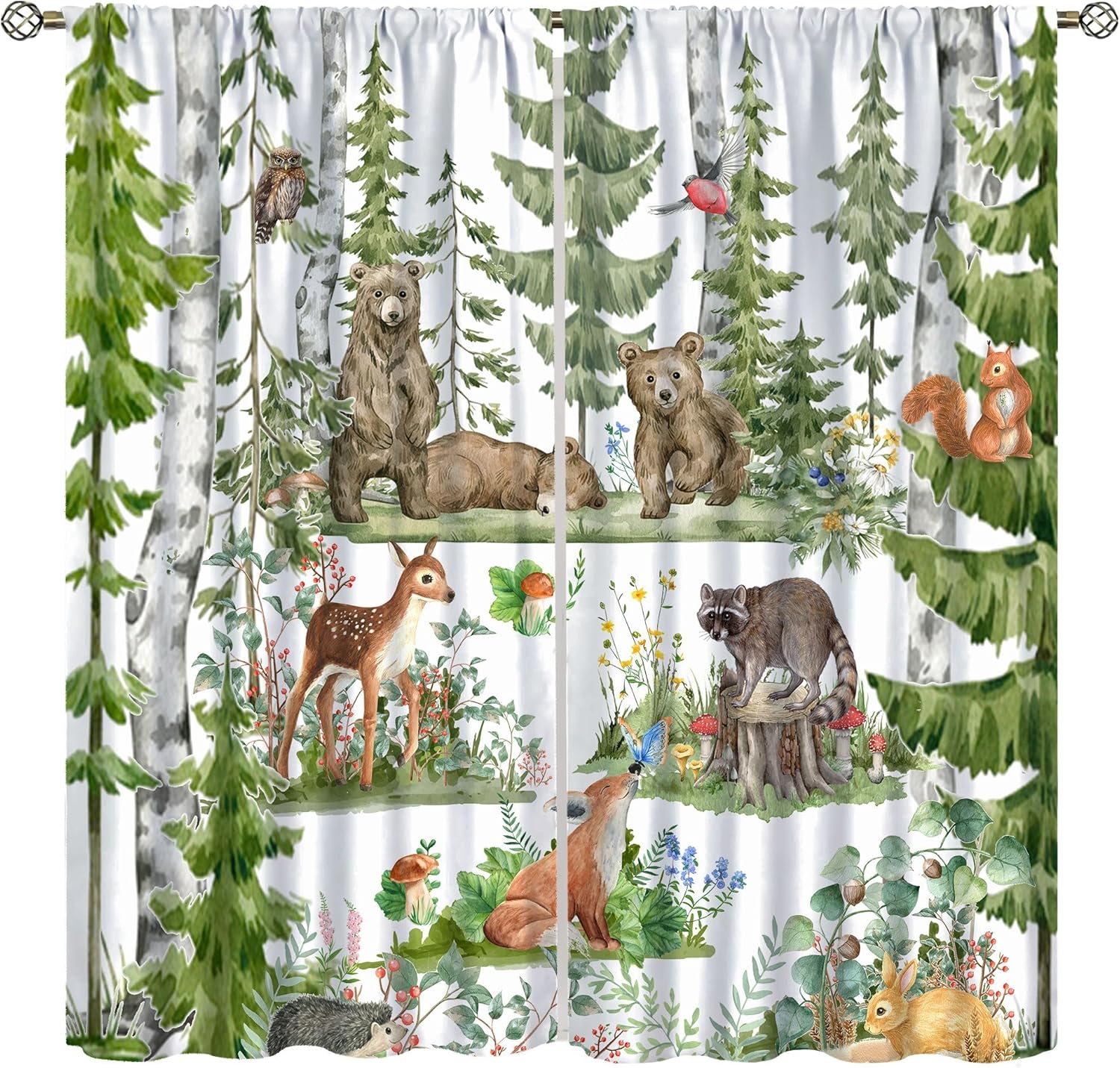 Forest Animal Curtains for Kid - Baby Nursery Tree recension och pris