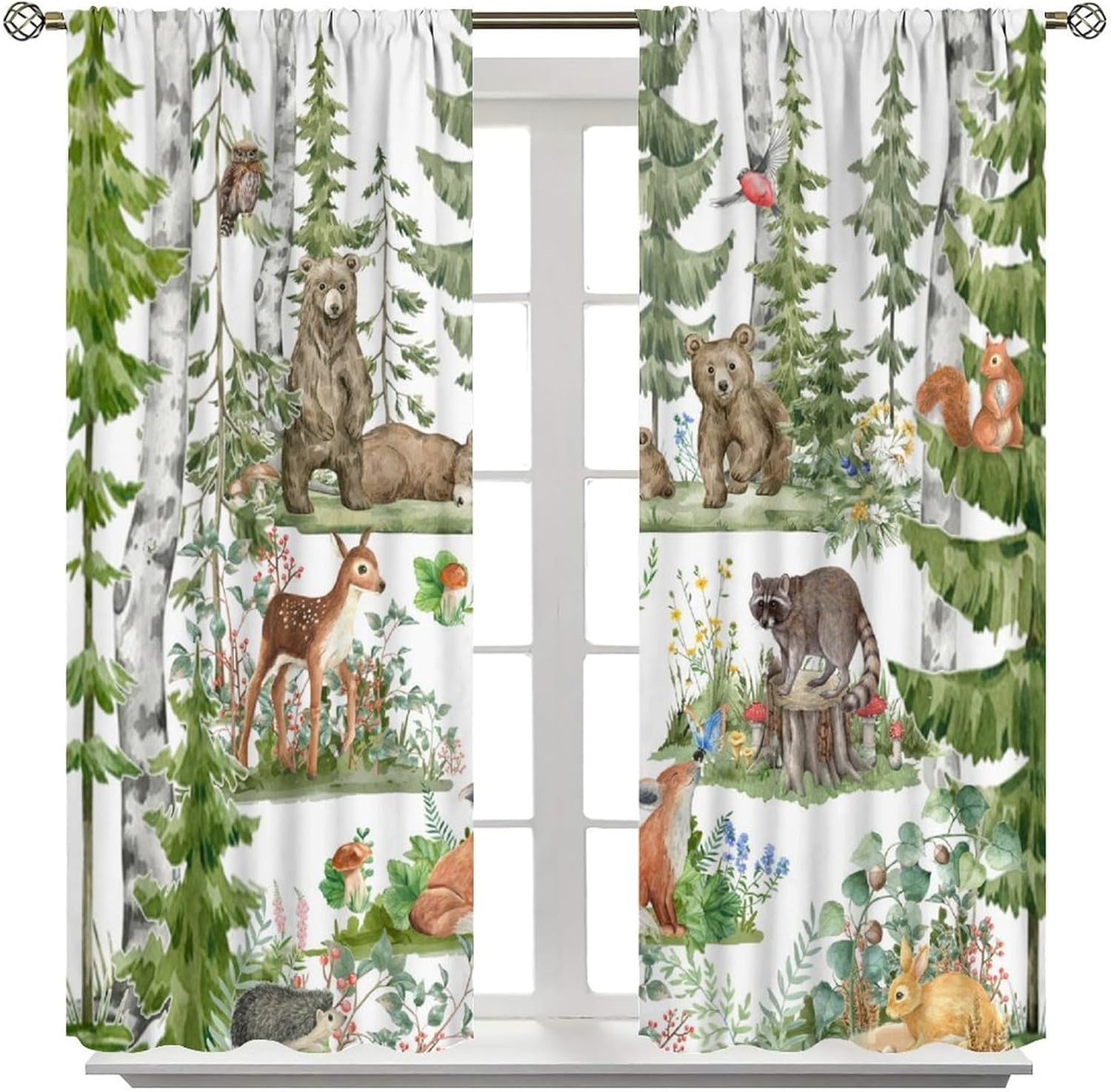 Forest Animal Curtains for Kid - Baby Nursery Tree recension och pris