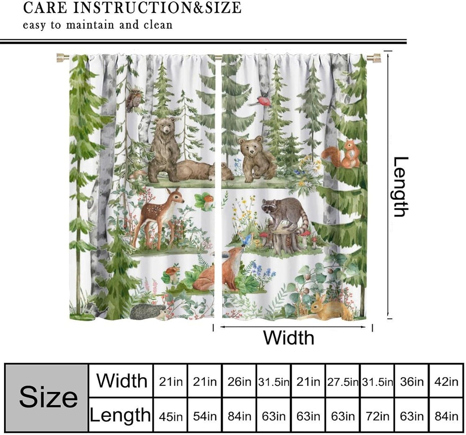 Forest Animal Curtains for Kid - Baby Nursery Tree recension och pris