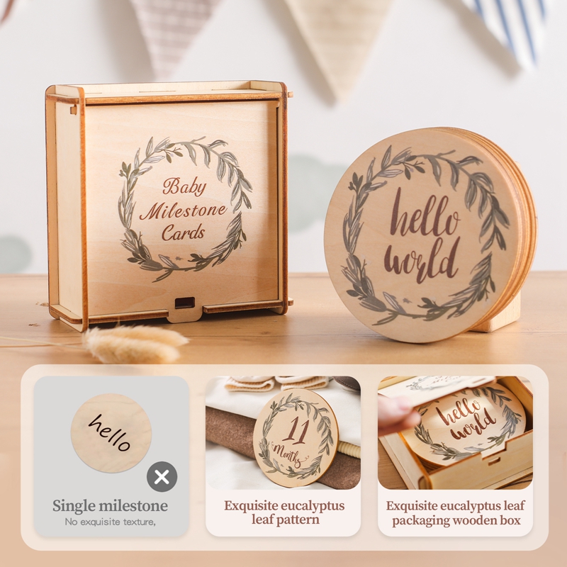 8Pcs Wooden Baby Milestone Car - Milestone Card Set recension och pris