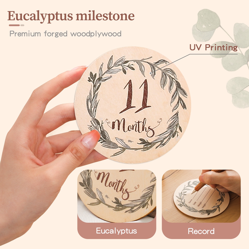 8Pcs Wooden Baby Milestone Car - Milestone Card Set recension och pris