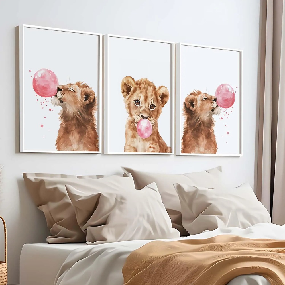 Lion Cub Nursery Wall Art Set  - Baby Nursery Jungle Theme recension och pris