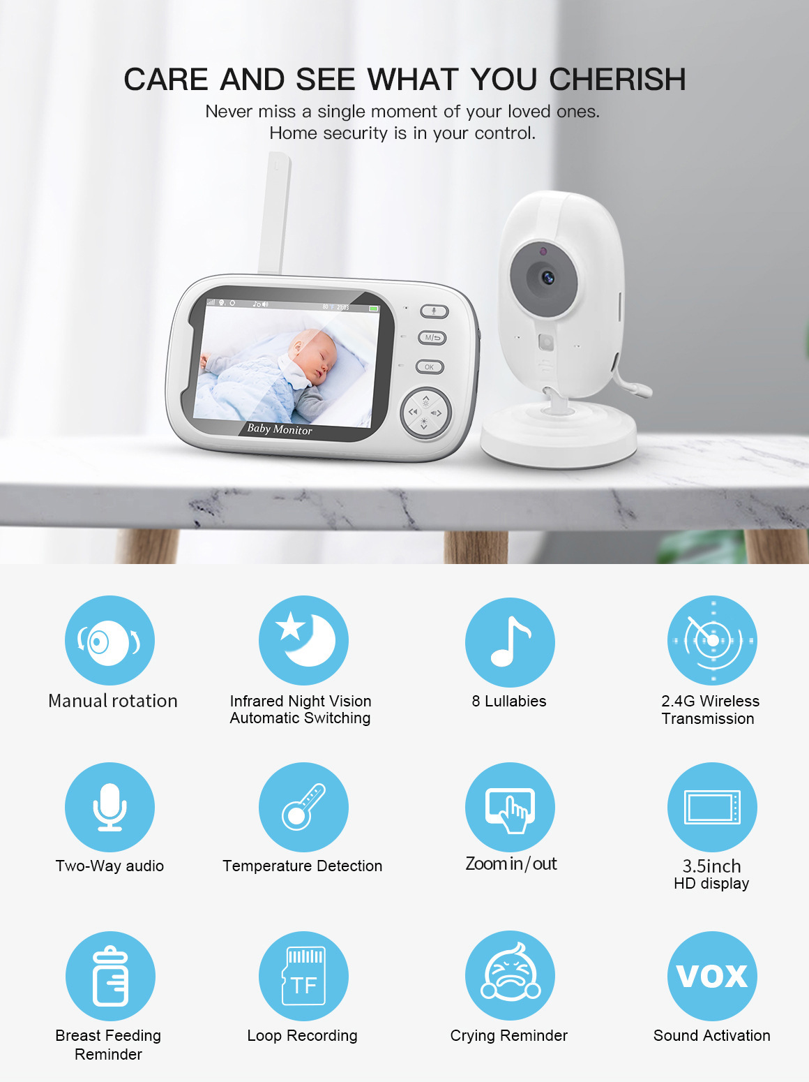 HTMCK 3.5 Inch Baby Monitor wi - Wearable Baby Monitor recension och pris