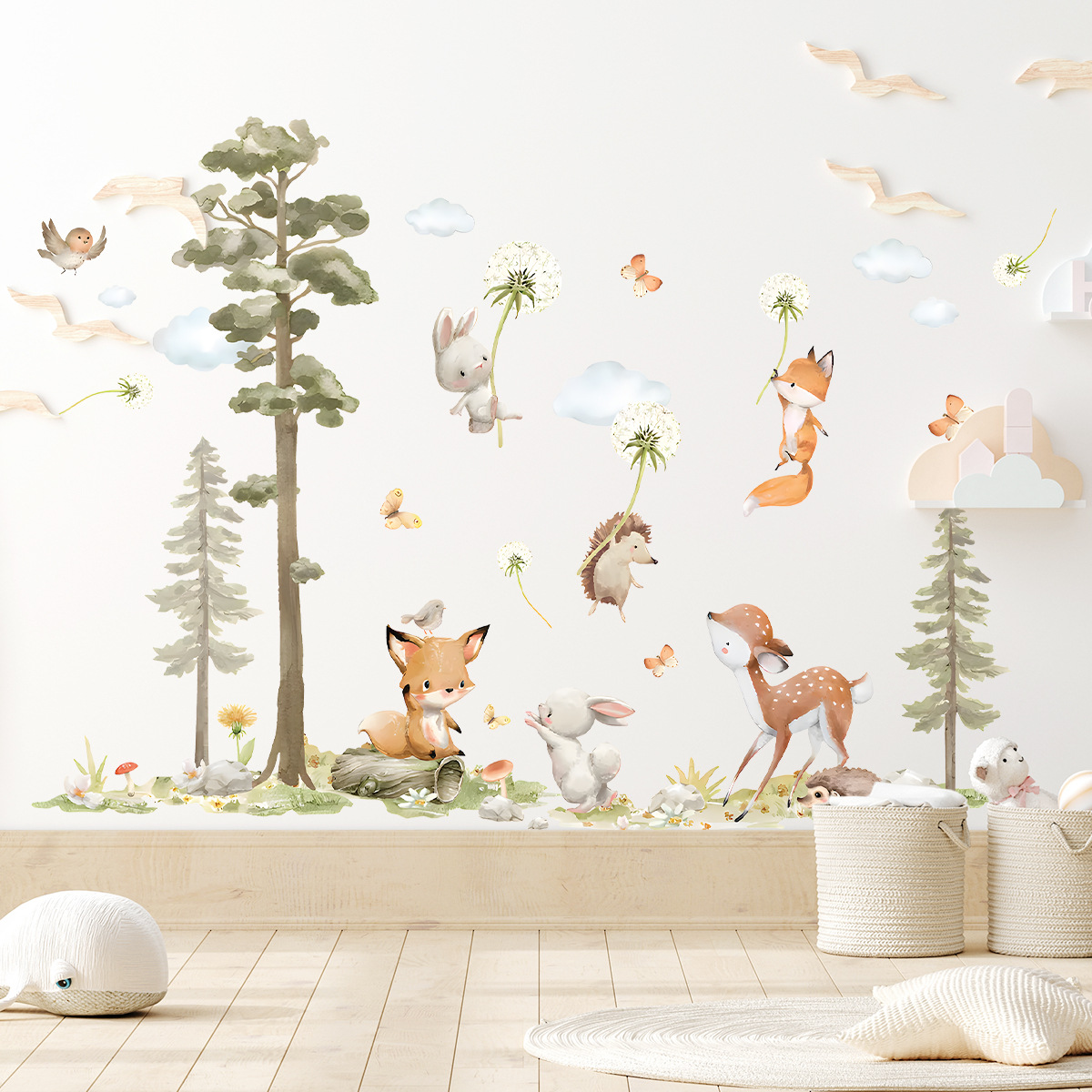 Cute Forest Animals Wall Stick - Baby Nursery Tree recension och pris