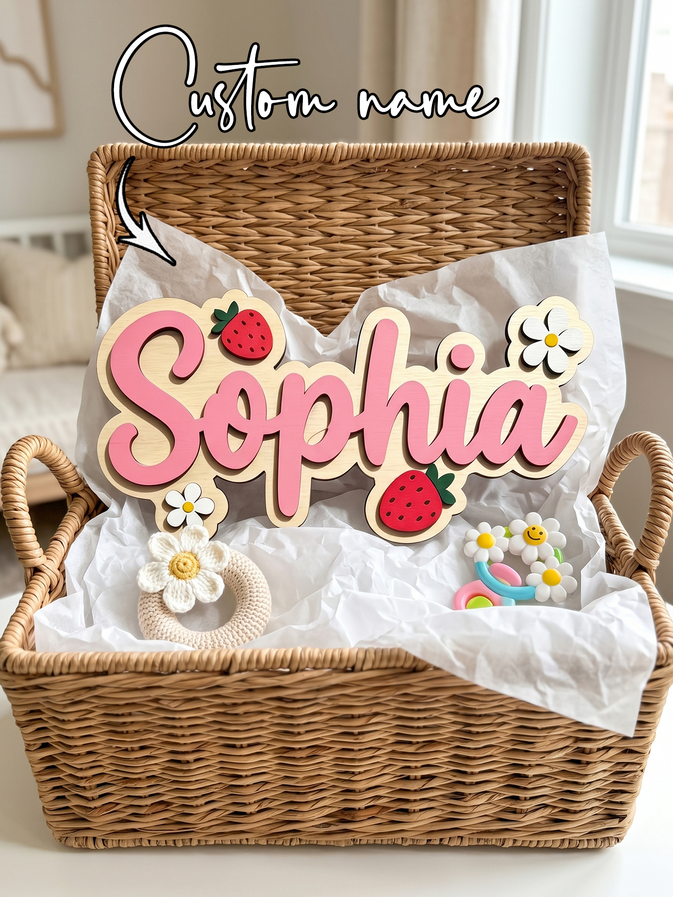 Custom Name Strawberry Daisy W - Baby Nursery Things recension och pris
