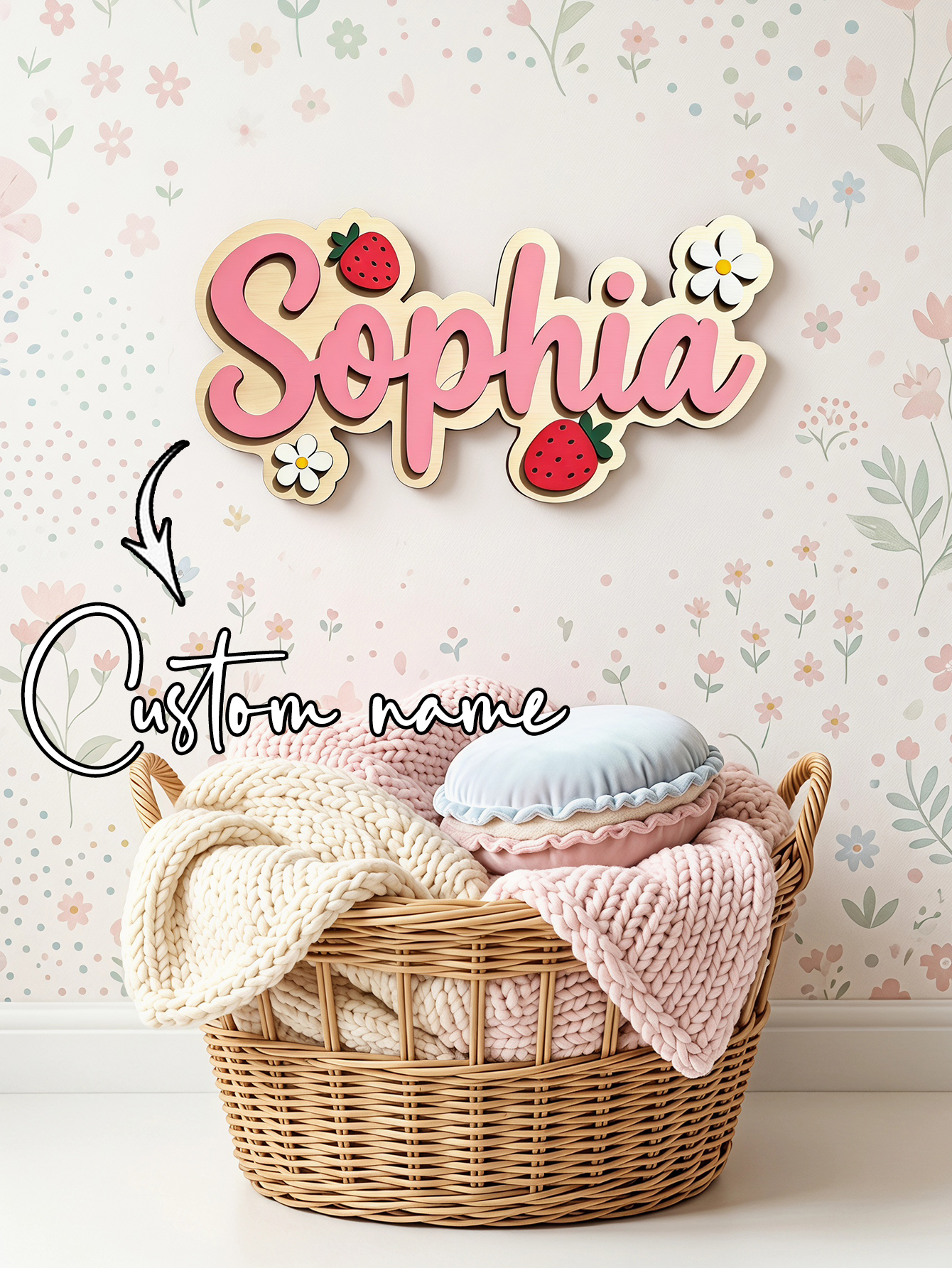 Custom Name Strawberry Daisy W - Baby Nursery Things recension och pris