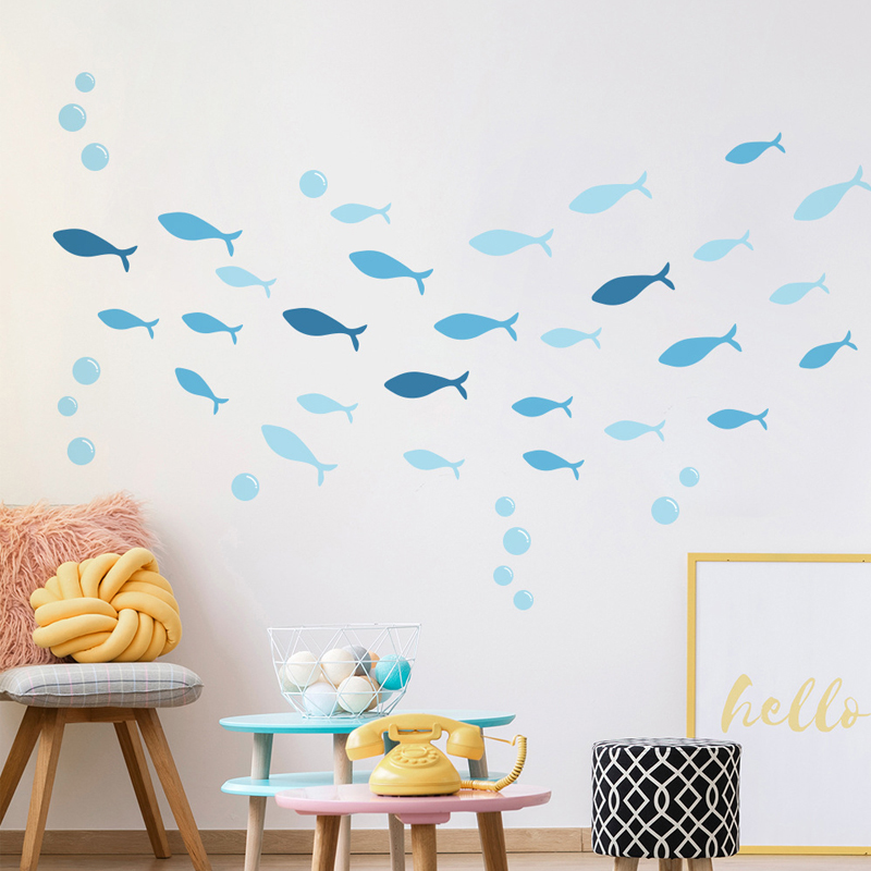 42pcs/set Blue Fish Vinyl Wall - Baby Nursery Furniture Sets recension och pris