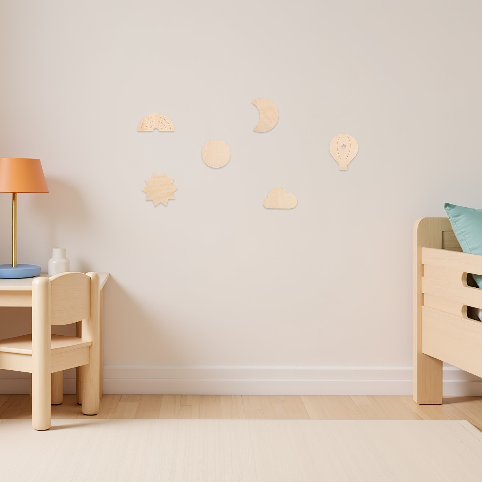 6Pcs Wooden Wall Stickers Sky  - Baby Nursery Hot Air Balloon Theme recension och pris