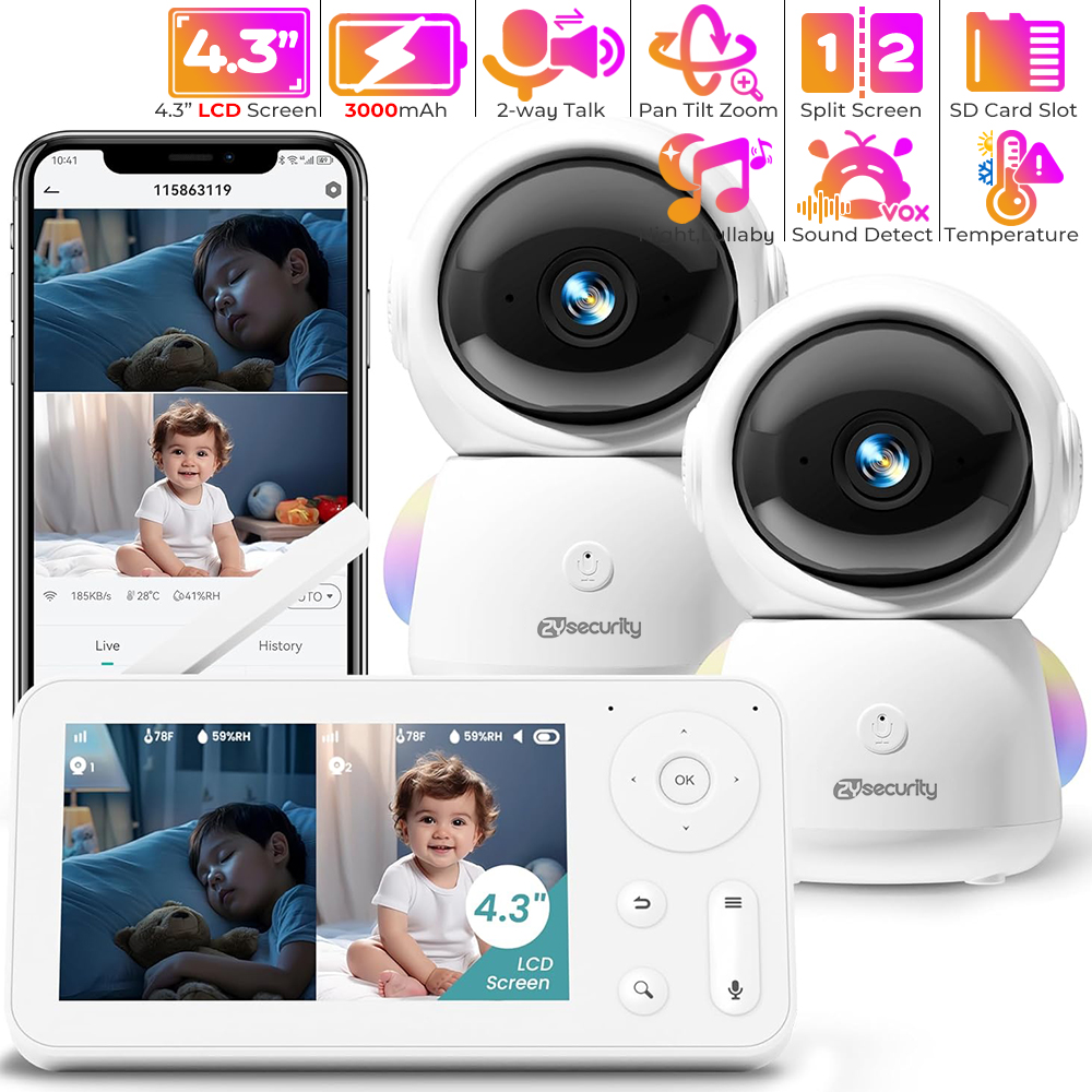 2K Baby Monitor with 2 Cameras - Wearable Baby Monitor recension och pris