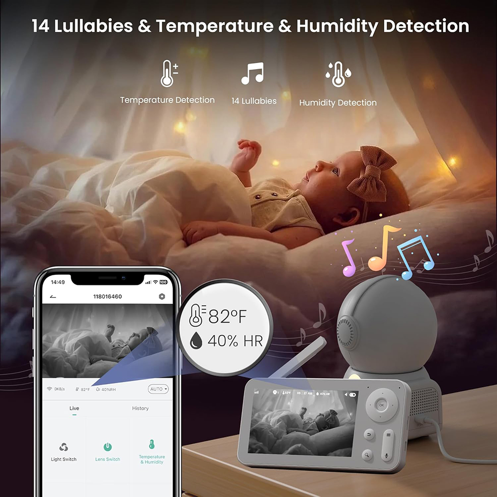 2K Baby Monitor with 2 Cameras - Wearable Baby Monitor recension och pris