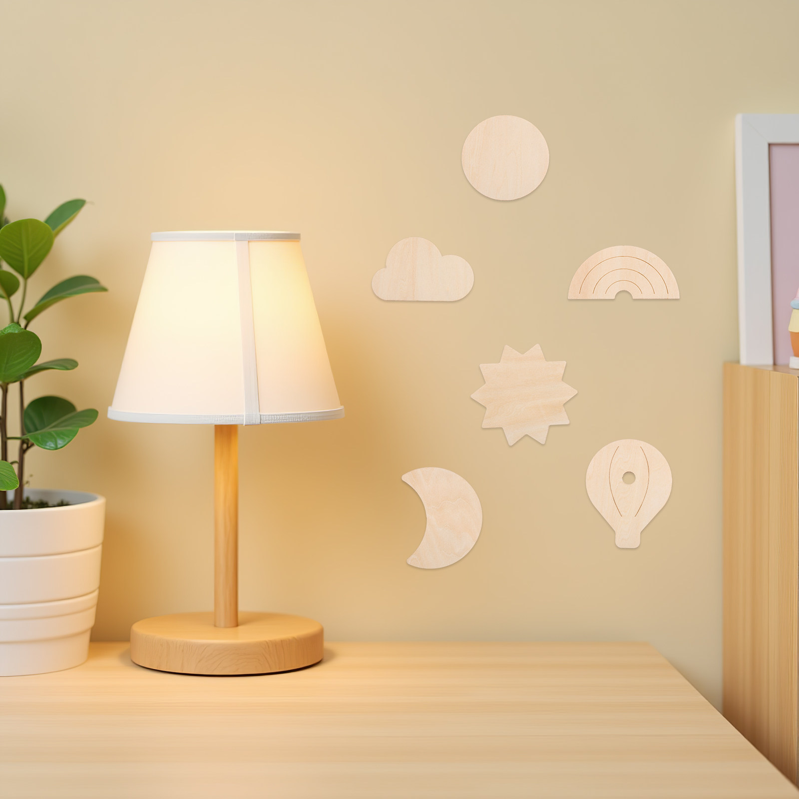 6Pcs Wooden Wall Stickers Sky  - Baby Nursery Hot Air Balloon Theme recension och pris