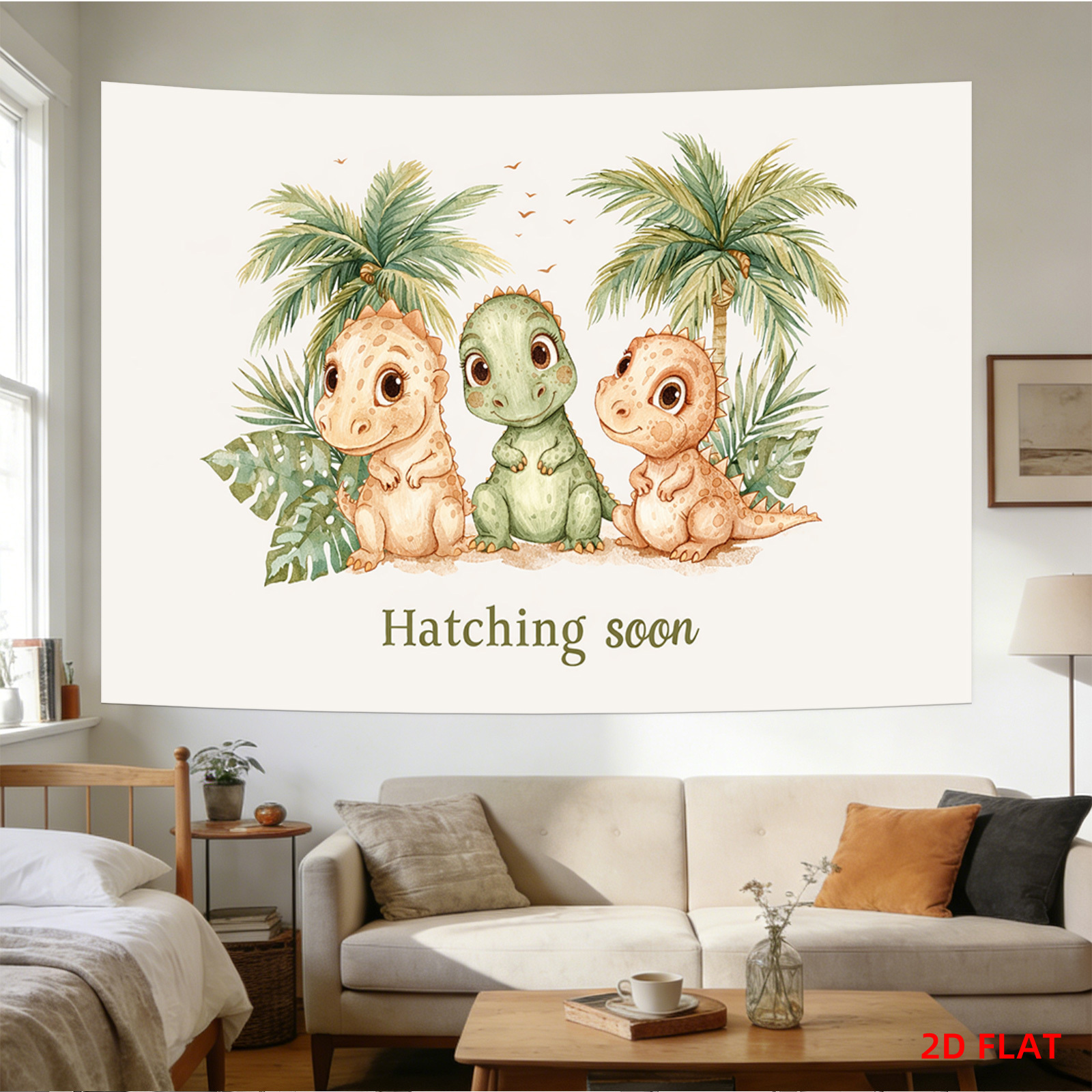Boho Dinosaur Tapestry Jungle  - Baby Nursery Hanging Decor recension och pris